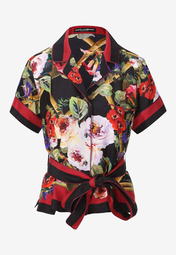 Dolce & Gabbana All-Over Floral-Patterned Silk Shirt F5G67T HI1RF HH4YA Black