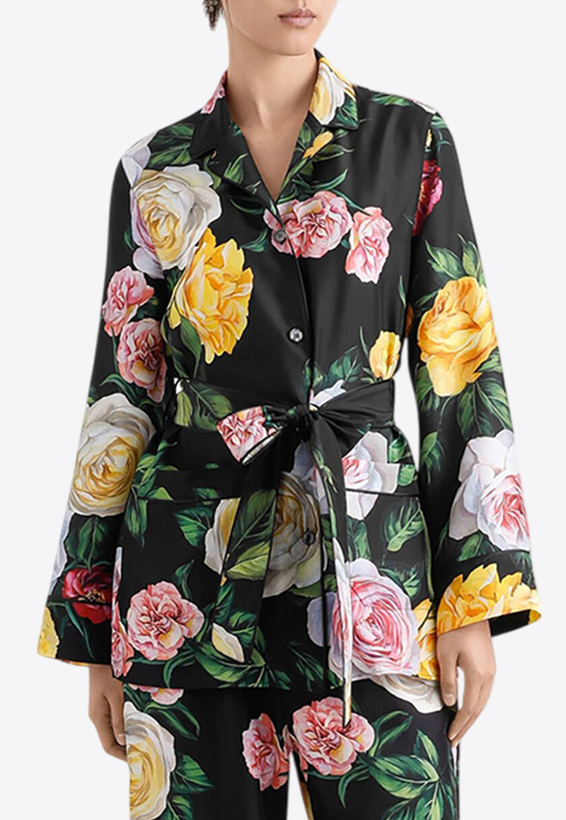 Dolce & Gabbana Floral Print Silk Habotai Pajama Shirt Multicolor F5I89T IS1XJ HN5IY