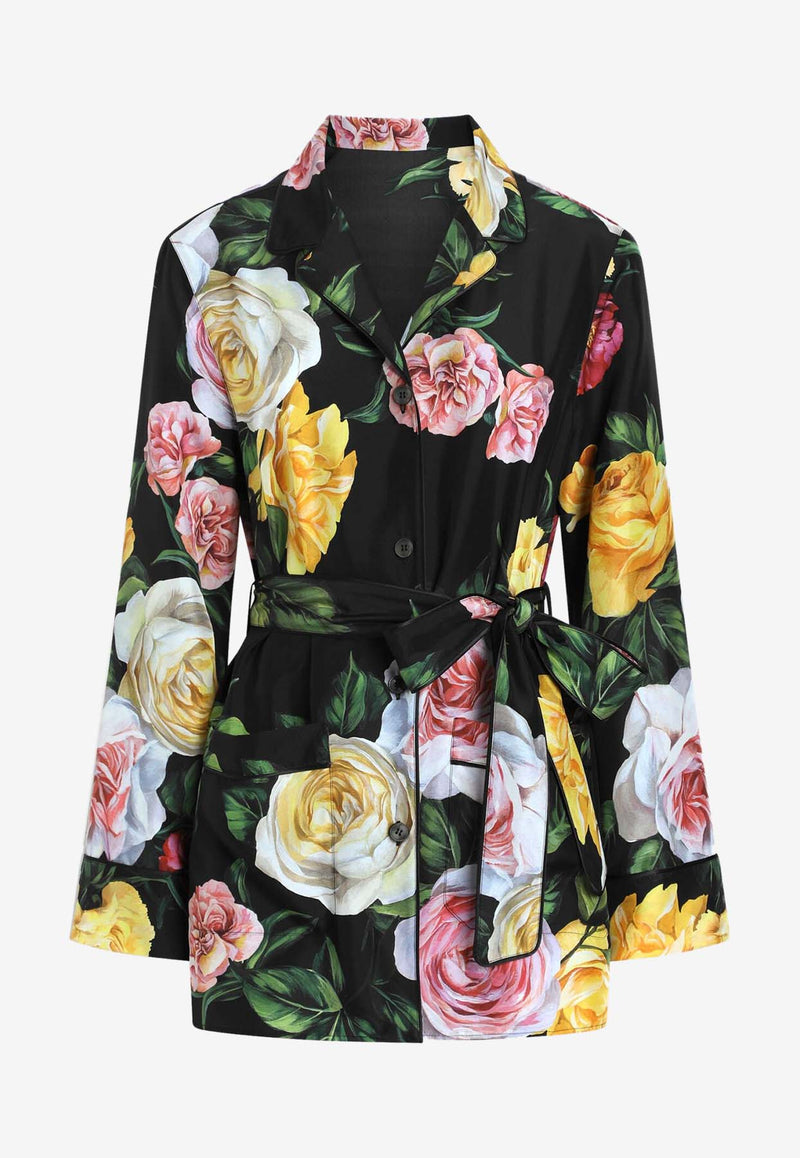 Dolce & Gabbana Floral Print Silk Habotai Pajama Shirt Multicolor F5I89T IS1XJ HN5IY