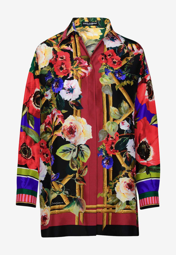 Dolce & Gabbana Floral Long-Sleeved Silk Shirt F5J06T HI1QL S9000
