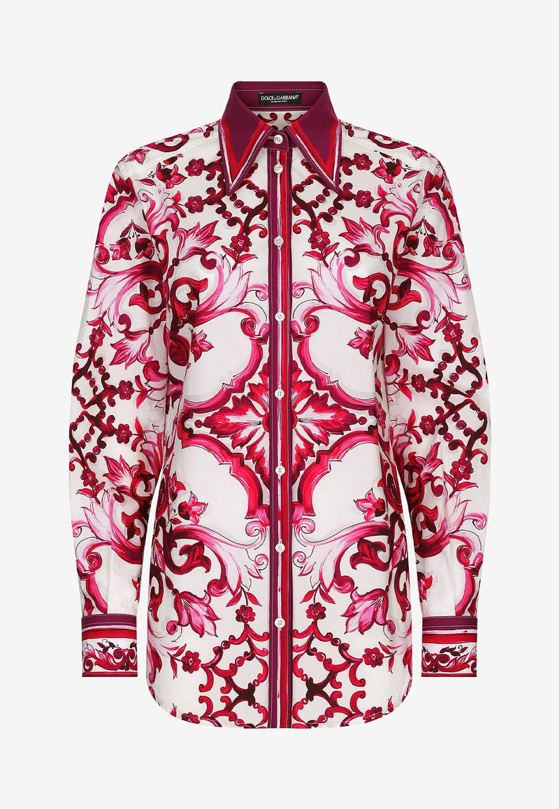 Dolce & Gabbana Majolica Print Long-Sleeved Shirt Multicolor F5J51T HH5AW HE3TN