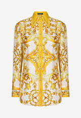 Dolce & Gabbana Majolica Print Silk Shirt F5J51T HI1TK HG3TN Yellow