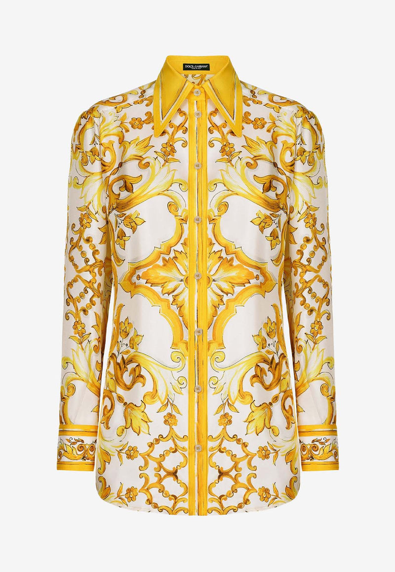 Dolce & Gabbana Majolica Print Silk Shirt F5J51T HI1TK HG3TN Yellow