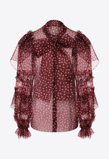 Dolce & Gabbana Polka Dot Silk Ruffle Blouse Burgundy F5M17T IS1BX HROAF