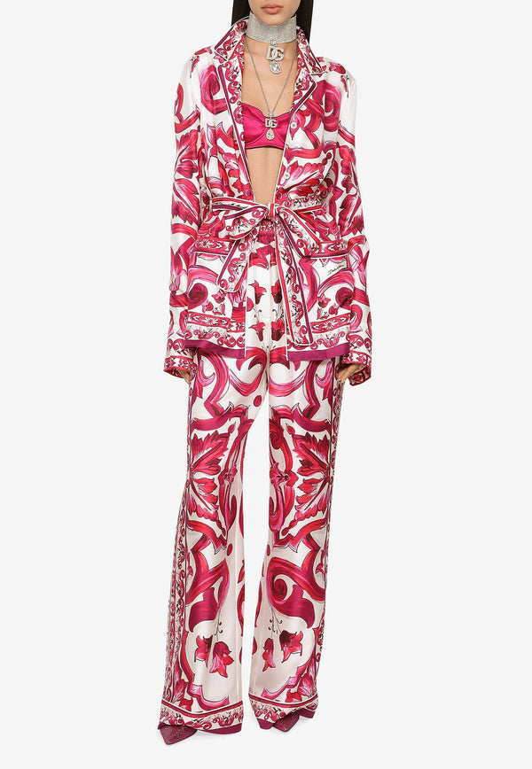 Dolce & Gabbana Majolica Print Long-Sleeved Pajama Shirt Multicolor F5N53T HI1BB HE3TN