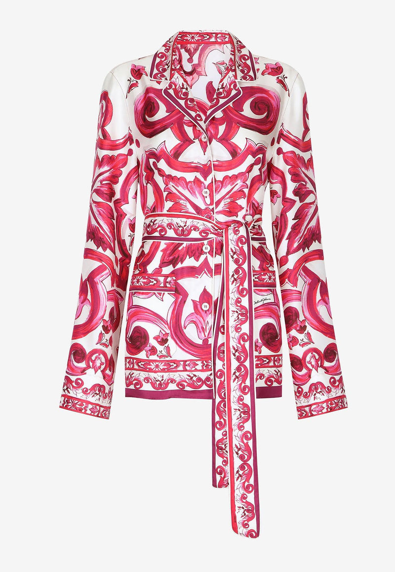 Dolce & Gabbana Majolica Print Long-Sleeved Pajama Shirt Multicolor F5N53T HI1BB HE3TN