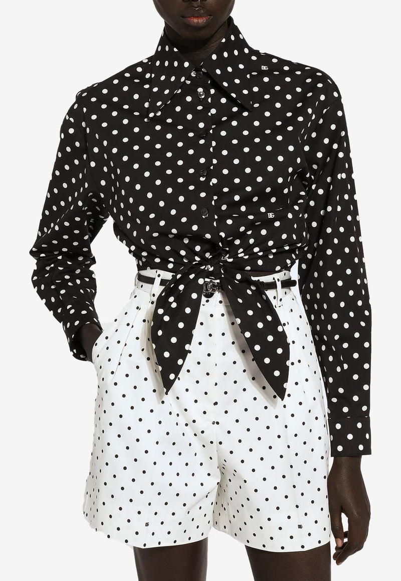 Dolce & Gabbana Polka Dot Print Cropped Shirt F5P61T FSFNR HNZQW Black