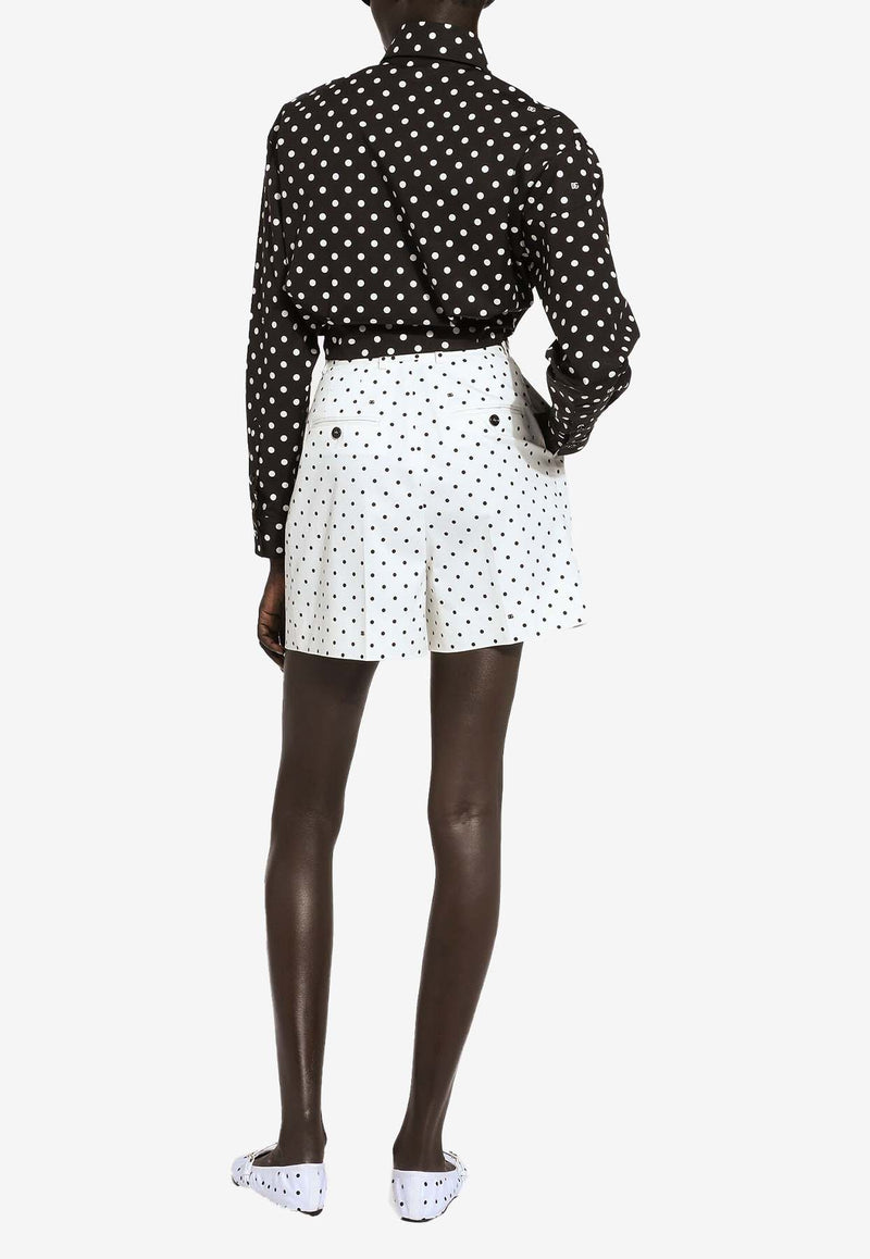 Dolce & Gabbana Polka Dot Print Cropped Shirt F5P61T FSFNR HNZQW Black