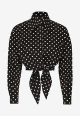 Dolce & Gabbana Polka Dot Print Cropped Shirt F5P61T FSFNR HNZQW Black