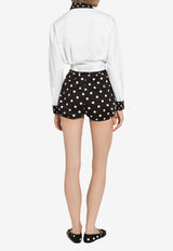 Dolce & Gabbana Polka Dot Print Cropped Shirt F5P61T GDCMO W0800 White