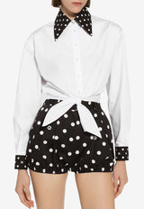 Dolce & Gabbana Polka Dot Print Cropped Shirt F5P61T GDCMO W0800 White