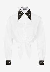 Dolce & Gabbana Polka Dot Print Cropped Shirt F5P61T GDCMO W0800 White