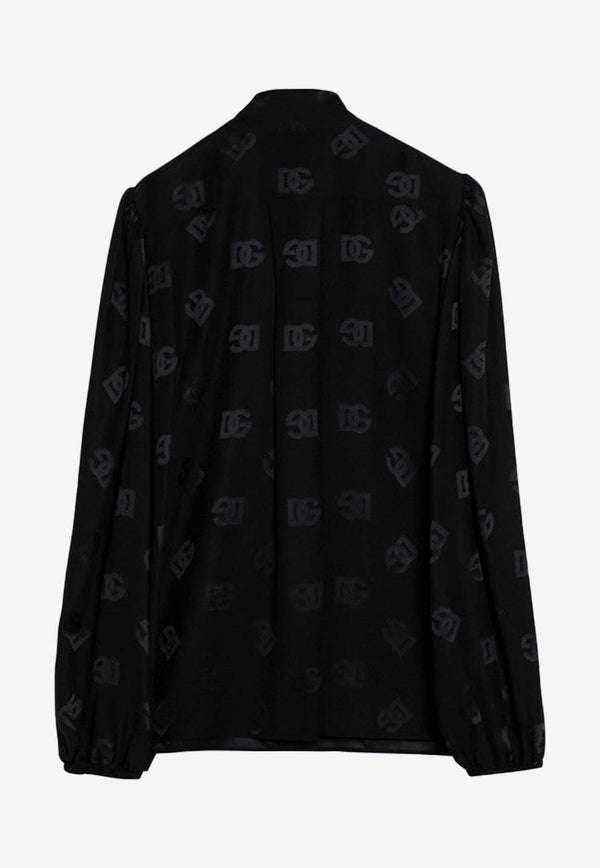 Dolce & Gabbana DG Jacquard Silk Satin Shirt Black F5Q44TFJ1JO/P_DOLCE-N000