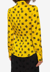 Dolce & Gabbana Logo Monogram Silk Shirt F5Q53T FSA6M H4VAN Yellow