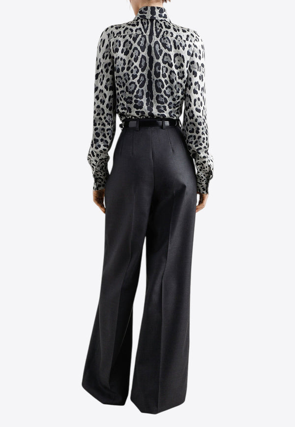 Dolce & Gabbana Leopard Print Silk Satin Shirt Multicolor F5R64T IS1WT HI13N