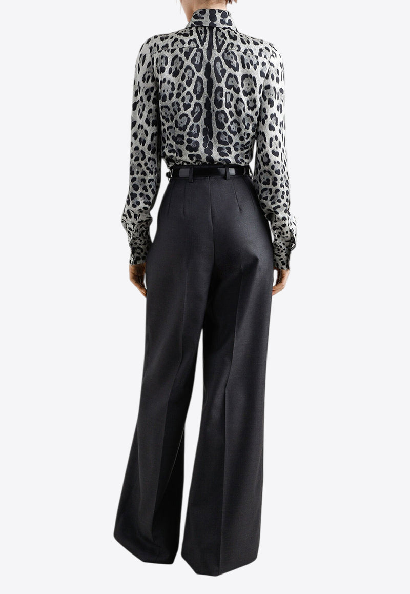 Dolce & Gabbana Leopard Print Silk Satin Shirt Multicolor F5R64T IS1WT HI13N