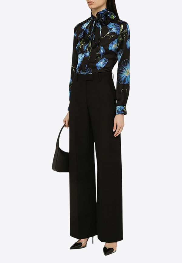 Dolce & Gabbana Bow-Tie Bluebell Silk Shirt F5R65TIS1SY/O_DOLCE-HN4YH