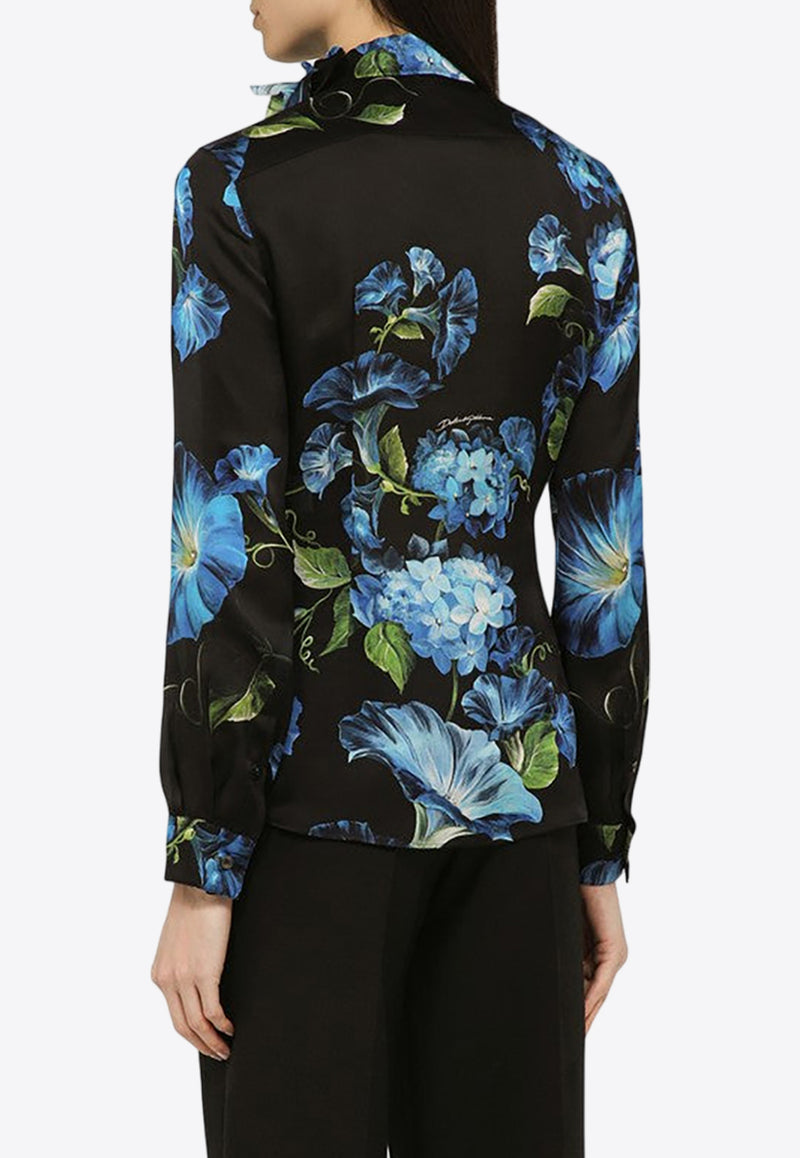 Dolce & Gabbana Bow-Tie Bluebell Silk Shirt F5R65TIS1SY/O_DOLCE-HN4YH