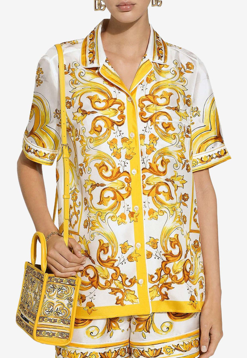 Dolce & Gabbana Majolica Print Silk Shirt F5S02T HI1TK HG3TN Yellow