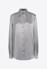 Dolce & Gabbana Silk Satin Long-Sleeved Shirt Gray F5S36T FU1UU N2613