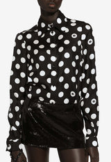 Dolce & Gabbana Polka Dot Print Silk Shirt F5S48T IS1VL HNZSW Black