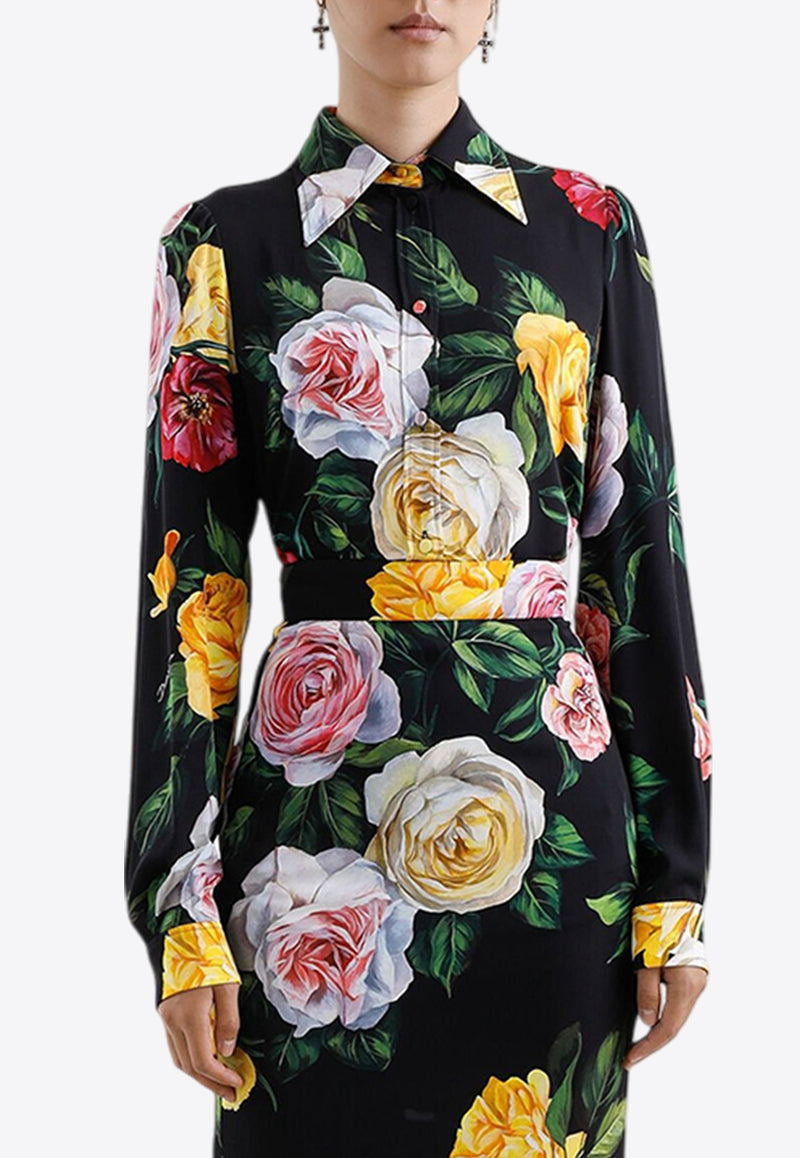 Dolce & Gabbana Floral Print Charmeuse Shirt Multicolor F5S48T FSA7B HN5IY