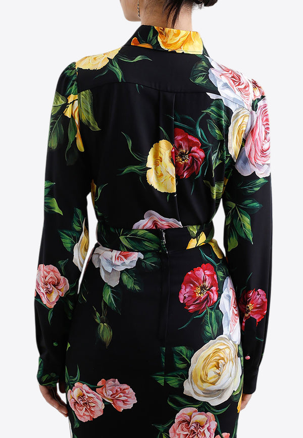 Dolce & Gabbana Floral Print Charmeuse Shirt Multicolor F5S48T FSA7B HN5IY