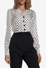 Dolce & Gabbana Polka Dot Print Cropped Silk Shirt F5S49T IS1VM HWZQN White