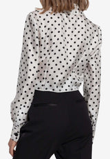 Dolce & Gabbana Polka Dot Print Cropped Silk Shirt F5S49T IS1VM HWZQN White