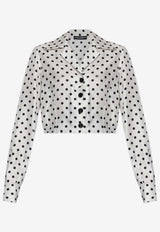 Dolce & Gabbana Polka Dot Print Cropped Silk Shirt F5S49T IS1VM HWZQN White