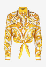 Dolce & Gabbana Majolica Print Cropped Shirt F5S65T FI5JK HG5DQ Yellow