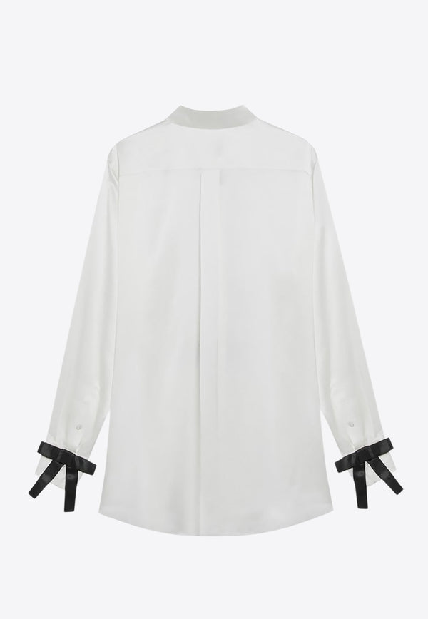Dolce & Gabbana Bow Appliques Silk Buttoned Shirt White F5S82TFU1AU/R_DOLCE-W0800