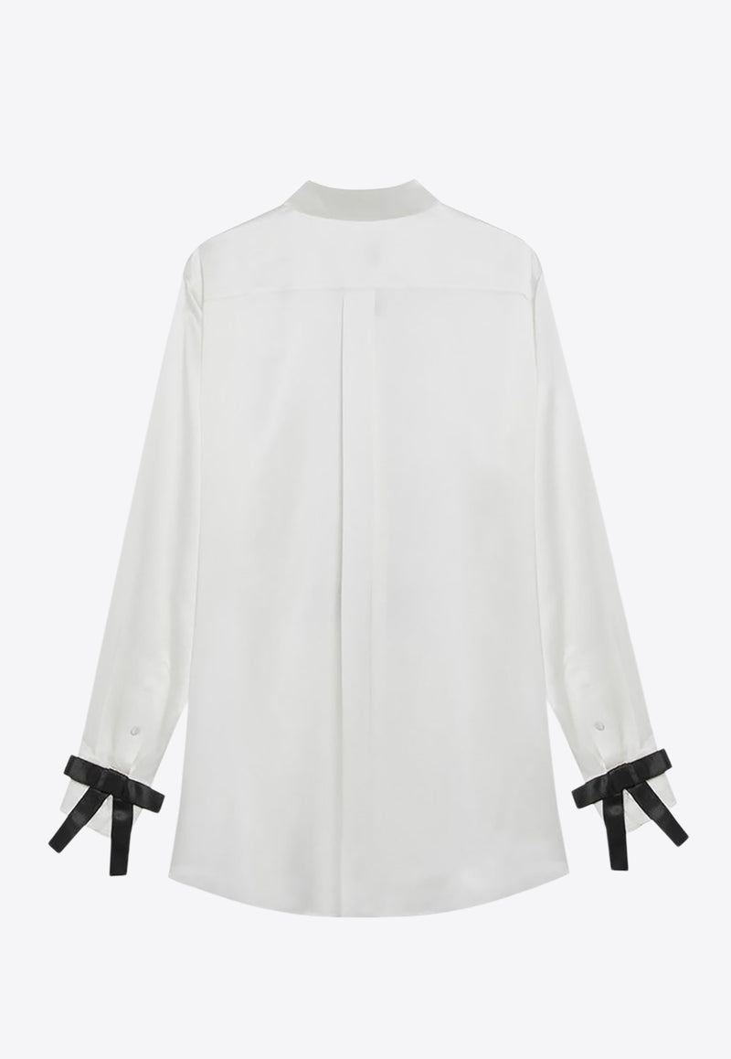 Dolce & Gabbana Bow Appliques Silk Buttoned Shirt White F5S82TFU1AU/R_DOLCE-W0800
