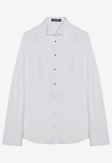 Dolce & Gabbana Piqué Plaston Long-Sleeved Shirt White F5S88TGDCPJ/P_DOLCE-W0800