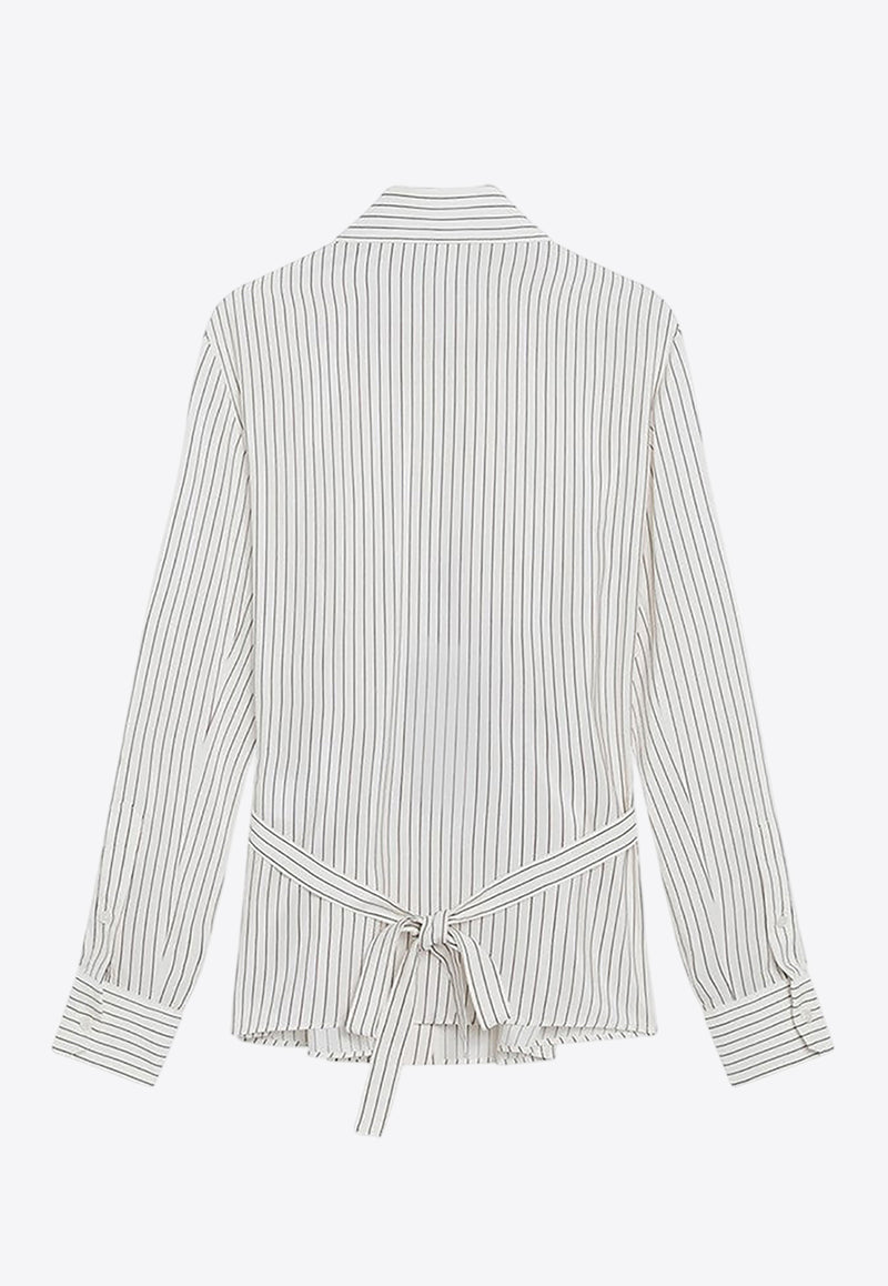 Dolce & Gabbana Pinstriped Shirt in Silk-Blend White F5T69TFBTAL/R_DOLCE-S8051