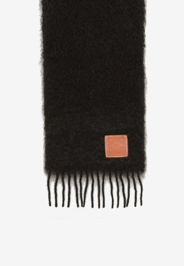 Loewe Anagram Patch Fringed Mohair Scarf Brown F655254X01WO/P_LOEW-1100