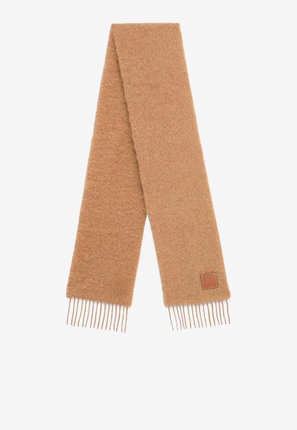 Loewe Anagram Patch Fringed Mohair Scarf Camel F655254X01WO/P_LOEW-3150