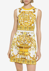 Dolce & Gabbana Majolica Print Brocade Mini Dress F68A8T FPTAH HG3TN Yellow