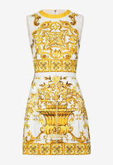 Dolce & Gabbana Majolica Print Brocade Mini Dress F68A8T FPTAH HG3TN Yellow