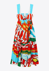 Dolce & Gabbana Carretto Print Midi Poplin Dress Multicolor F6ABXT FI5G3 HH4KS