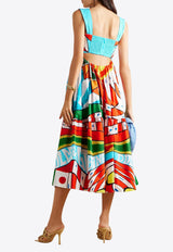 Dolce & Gabbana Carretto Print Midi Poplin Dress Multicolor F6ABXT FI5G3 HH4KS