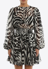 Dolce & Gabbana Zebra Print Mini Sheer Dress Monochrome F6ACMT IS1MJ HWAGN