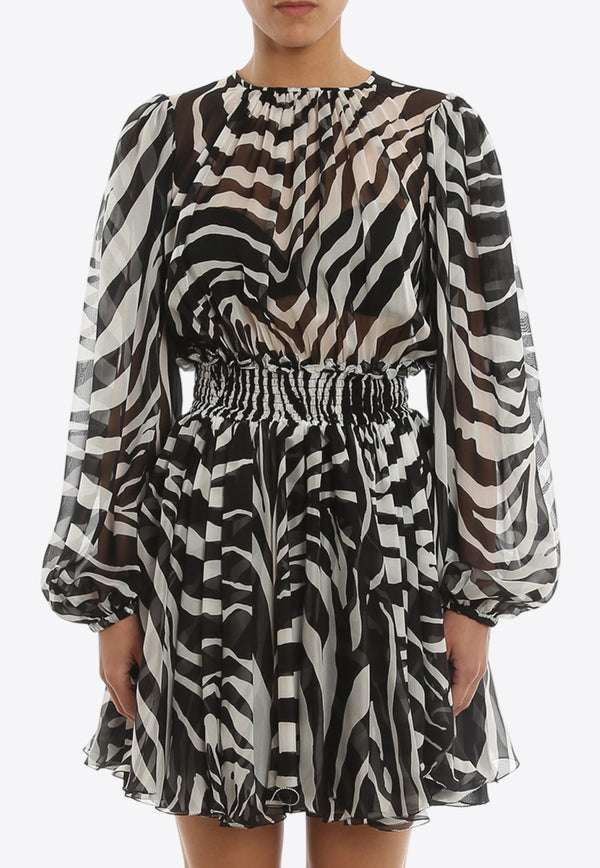 Dolce & Gabbana Zebra Print Mini Sheer Dress Monochrome F6ACMT IS1MJ HWAGN