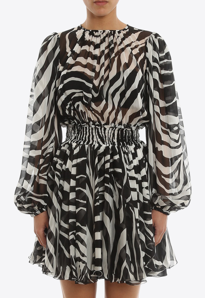 Dolce & Gabbana Zebra Print Mini Sheer Dress Monochrome F6ACMT IS1MJ HWAGN