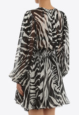 Dolce & Gabbana Zebra Print Mini Sheer Dress Monochrome F6ACMT IS1MJ HWAGN