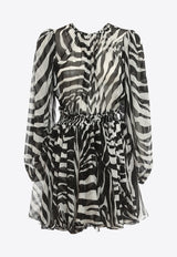 Dolce & Gabbana Zebra Print Mini Sheer Dress Monochrome F6ACMT IS1MJ HWAGN