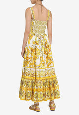 Dolce & Gabbana Majolica Print Midi Corset Dress F6AEIT HH5A1 HG3TN Yellow