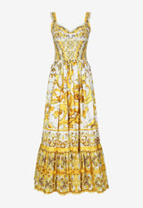 Dolce & Gabbana Majolica Print Midi Corset Dress F6AEIT HH5A1 HG3TN Yellow