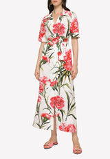 Carnation Print Midi Shirt Dress