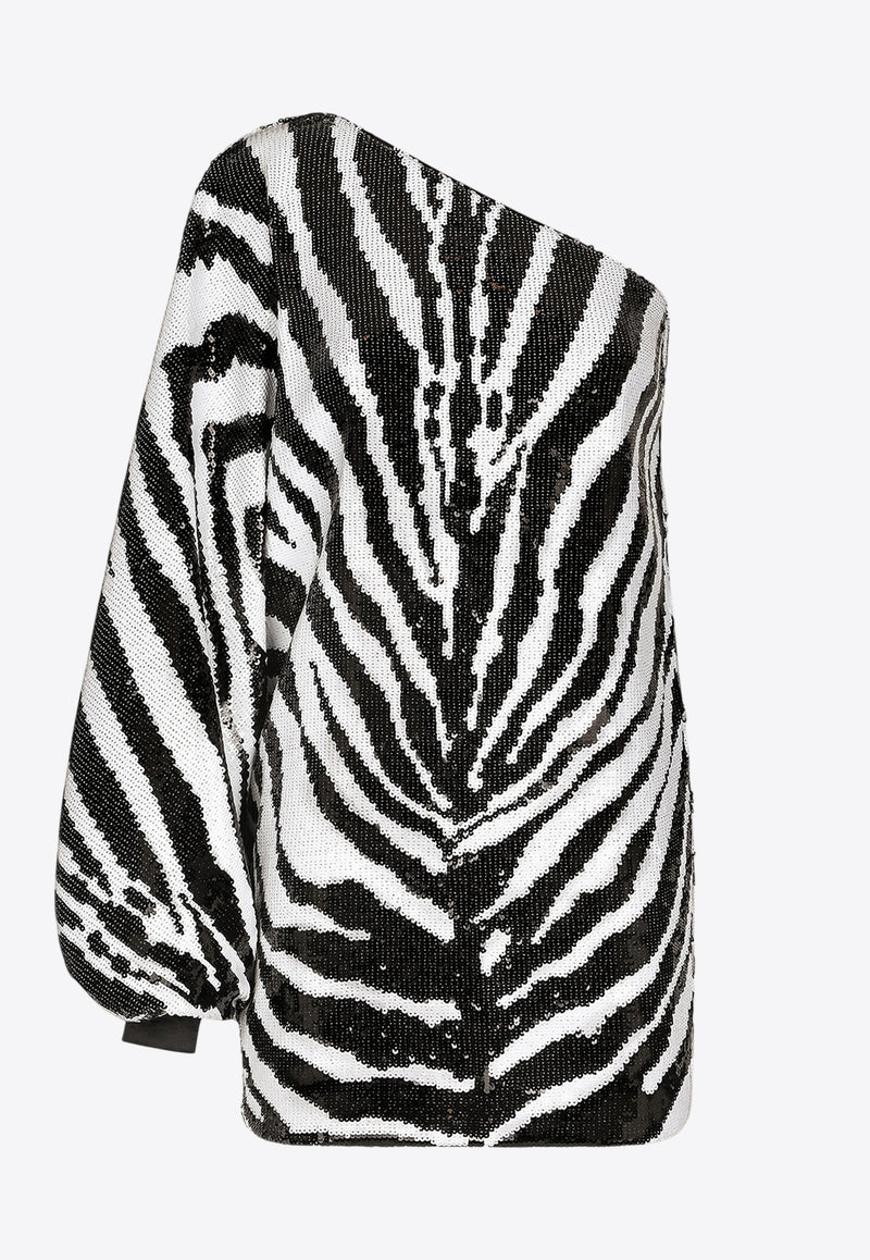 Dolce & Gabbana Sequined Zebra Mini Dress Monochrome F6AJDT FLSGH S0991